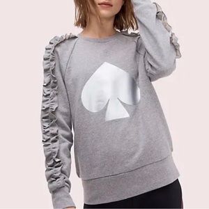 Kate Spade Ruffle Logo Spade Crewneck Sweater- Size Medium